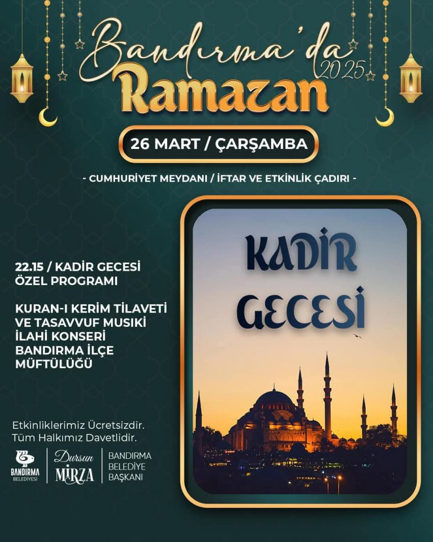 BANDIRMA BELEDİYESİ RAMAZAN AYI ETKİNLİK PROGRAMI
