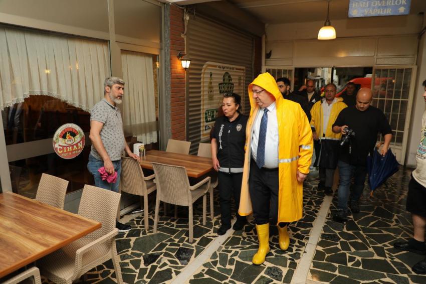 Başkan Ertaş, yağmurla mücadelede sahada