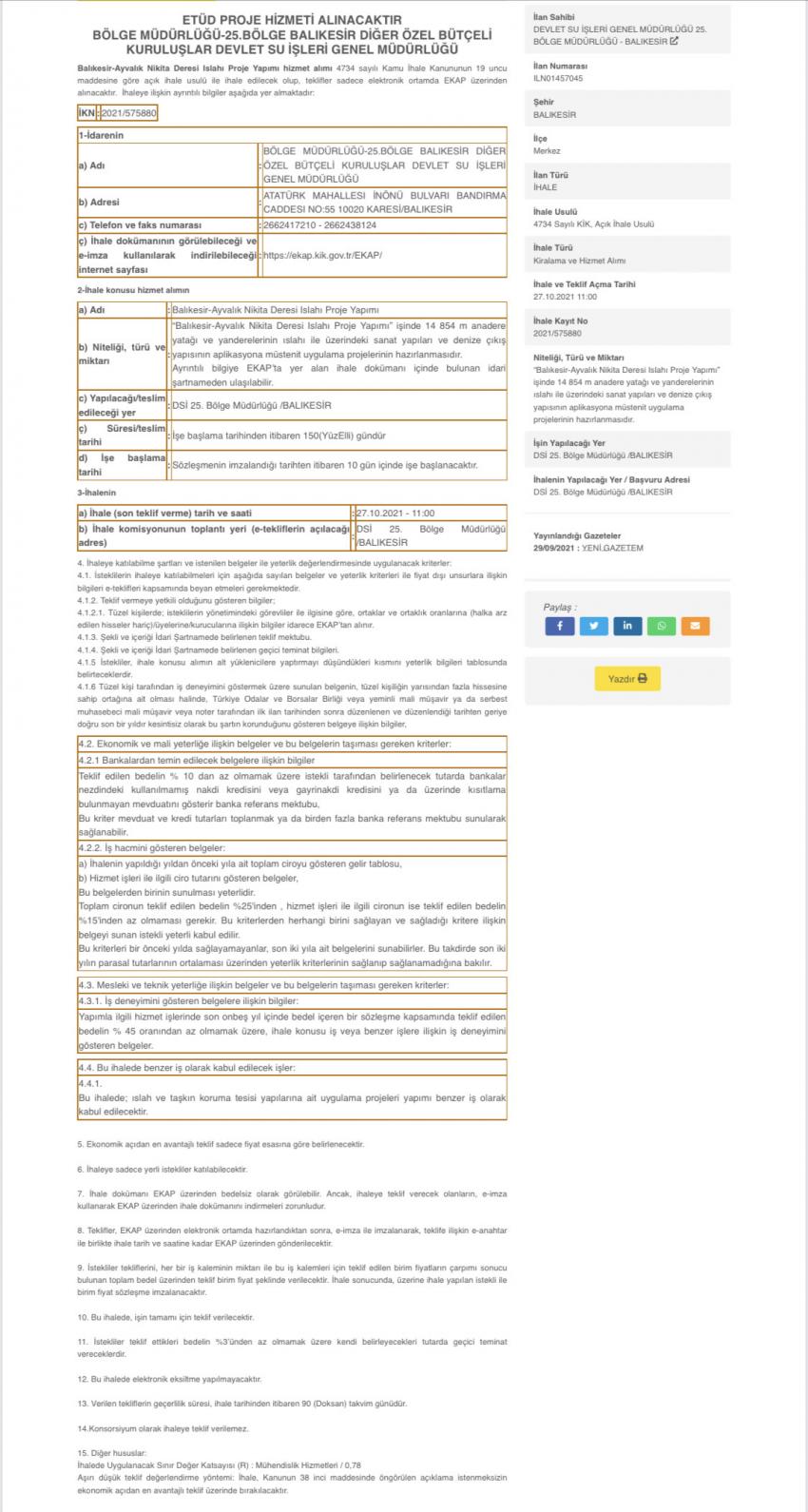 CANBEY’DEN AYVALIK’A  NIKITA DERESI MÜJDESI 