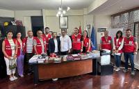 BAYRAKLI KIZILAY BAŞKANI'NDAN İZBETON GENEL MÜDÜRÜ KAYA'YA ZİYARET