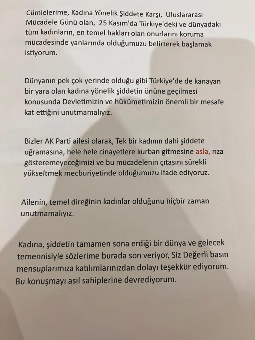 KADINA YÖNELİK ŞİDDETE KARŞI ULUSLARARASI MÜCADELE GÜNÜ BASIN AÇIKLAMASI