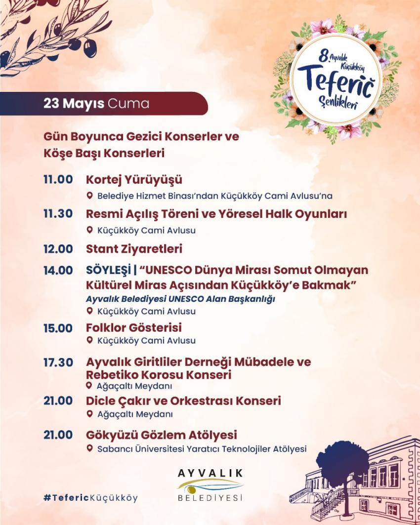 8’inci Ayvalık Küçükköy Teferic Şenlikleri Programı Belli Oldu