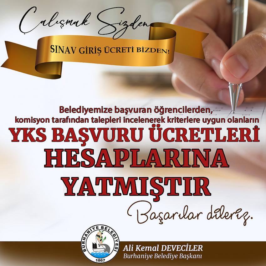 BELEDİYE ÜNİVERSİTE SINAVI (YKS) ÜCRETLERİNİ YATIRDI